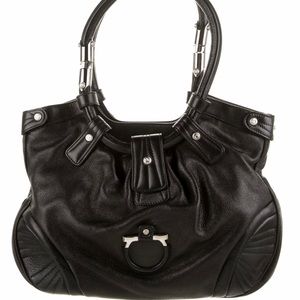 Salvatore Ferragamo Black Leather Shoulder Bag